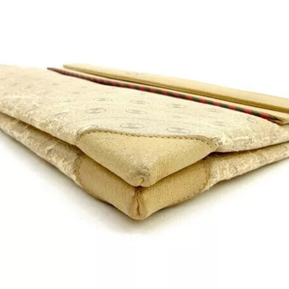 GUCCI Clutch Bag Double G Plate Beige ?~ Gray PVC ?~ Leather Authentic USED T038 - Picture 3 of 6